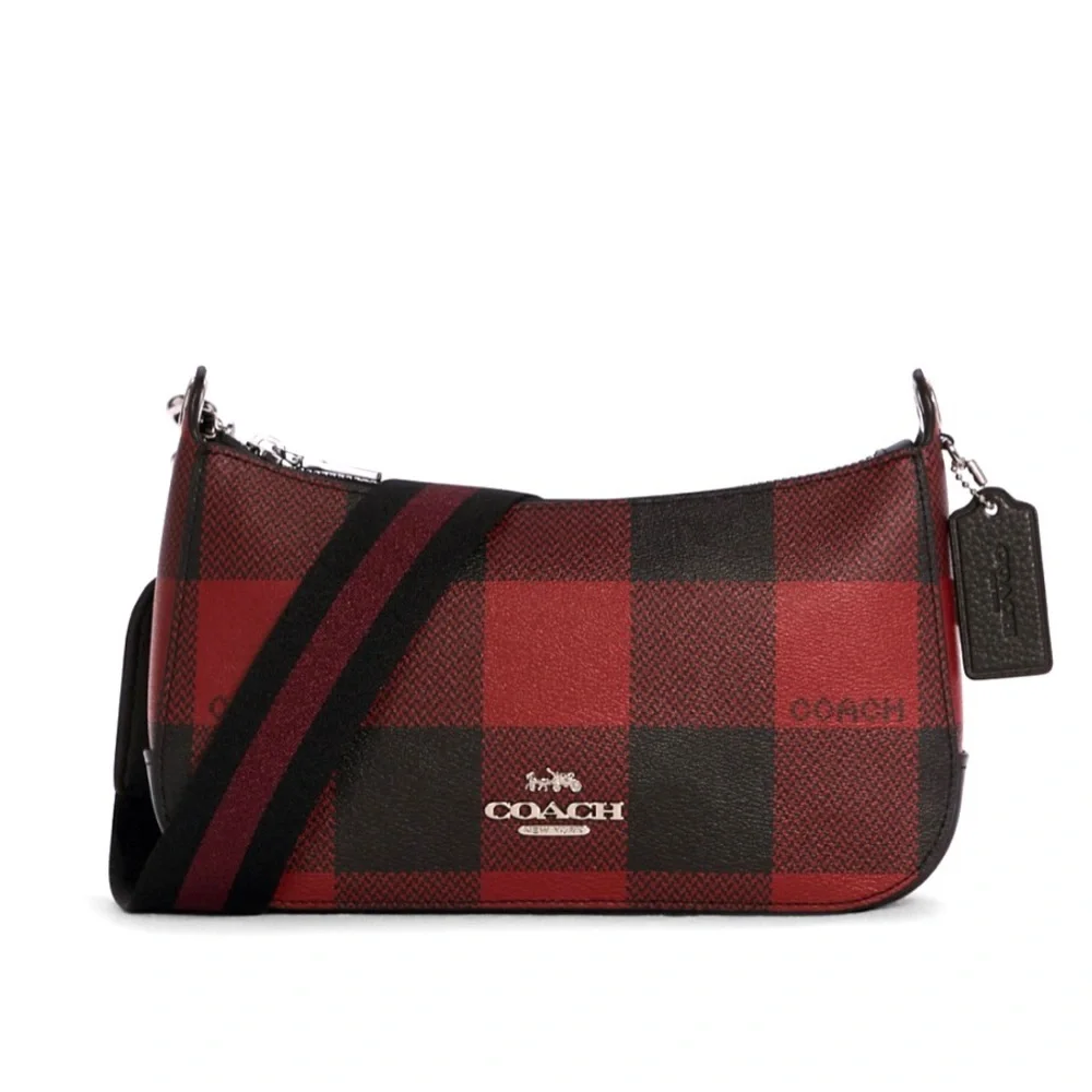 Coach Jes Baguette With Buffalo Plaid Print - Picture 1 of 10